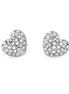 Rhodium-Tone Metal Heart Crystal Stud Earrings