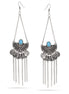 Oxidide Silver Coins Turquoise Drop Earrings