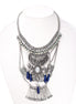 Silver-Tone Metal Crystal  Adjustable Lobster Claw Closure Statement Necklace 