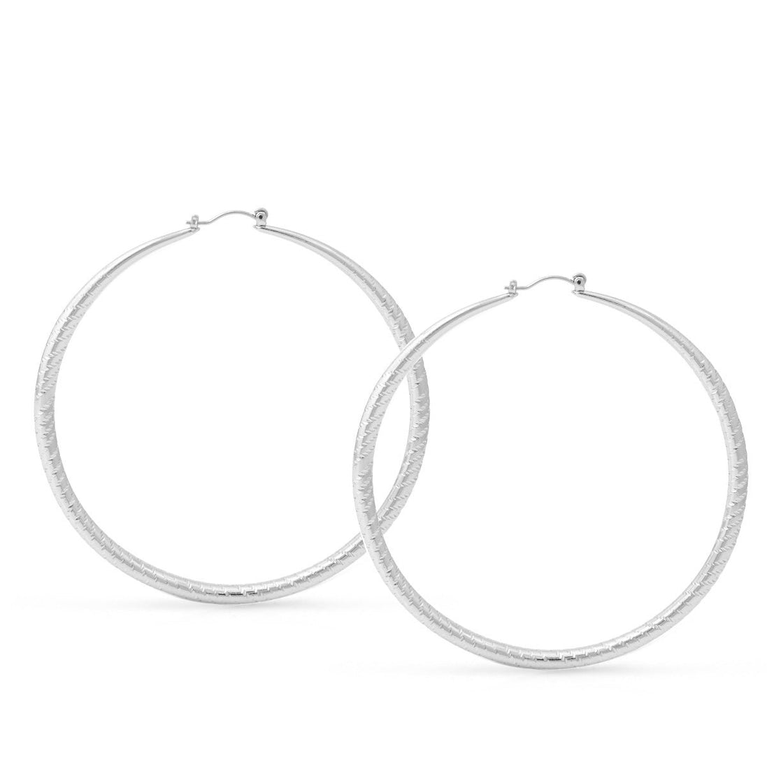 Rhodium Round Hoop Earrings
