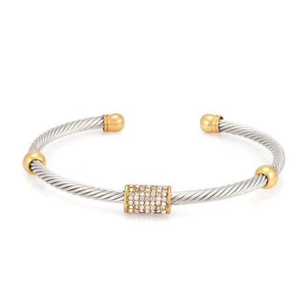 Gold-Silver-Tone Metal Crystal Cuff 