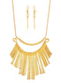 Gold-Tone Metal Earrings And Adjustable Lobster Claw Closure Tassel Necklaces
