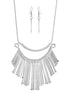 Silver-Tone Metal Earrings And Adjustable Lobster Claw Closure Tassel Necklaces