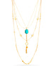 Gold-Tone Metal Turquoise  Adjustable Lobster Claw Clousure Layered Necklaces