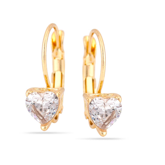 Gold-Tone Metal Heart Crystal Stud Earrings