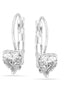 Silver-Tone Metal Heart Crystal Stud Earrings