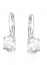 Silver-Tone Metal Oval Crystal Stud Earrings