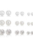 Gold-Tone Metal And Crystal Set Of Nine Graduating Sizes 8 Mm, 6 Mm Stud Earrings