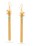 Gold-Tone Metal Turquoise Crystal Tassel Earrings