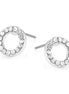 Rhodium-Tone Metal Crystal Round Stud Earrings