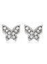 Rhodium-Tone Metal Butterfly Crystal Stud Earrings