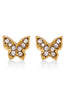 Gold-Tone Metal Butterfly Crystal Stud Earrings
