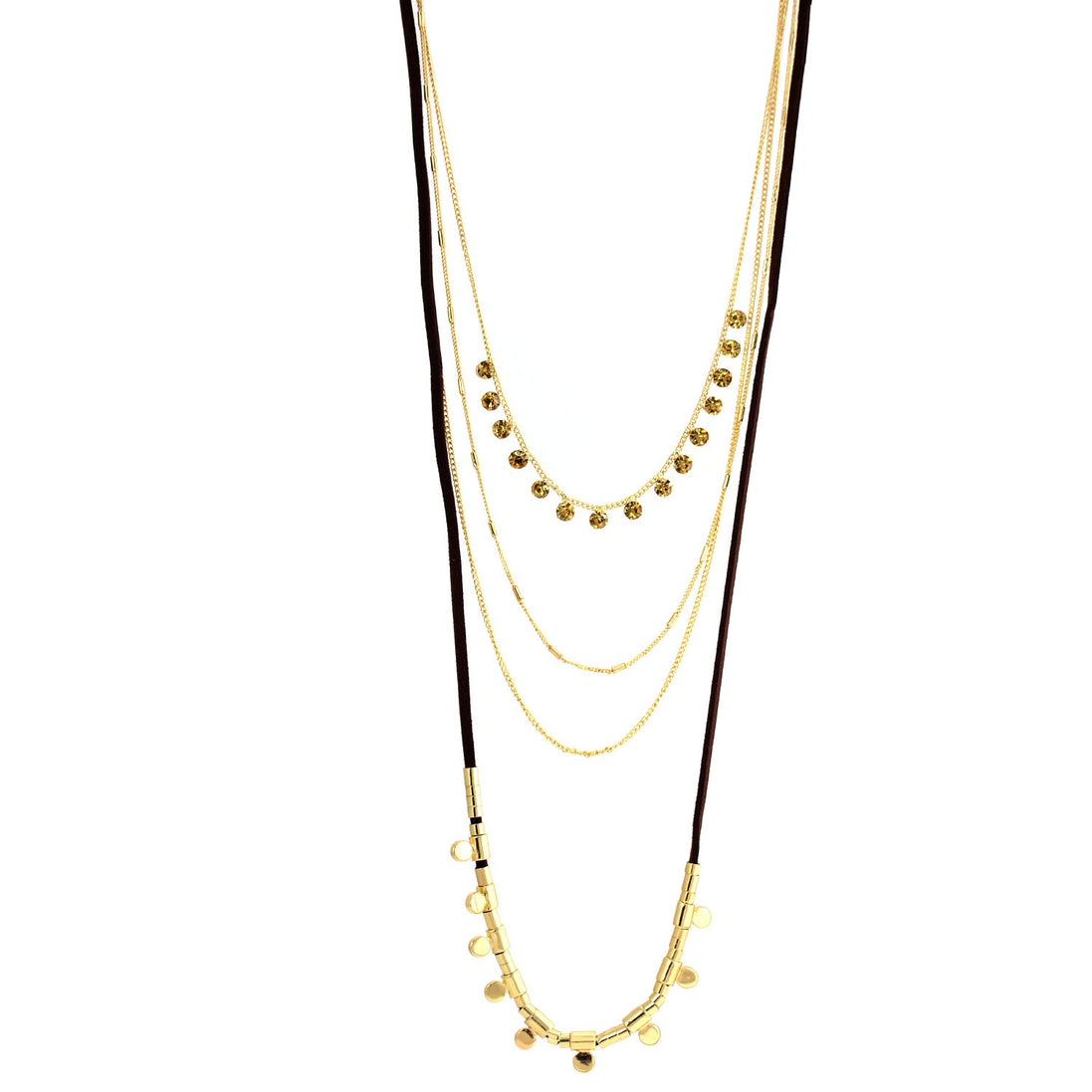 Gold-Tone Metal Adjustable Lobster Claw Closures  Layered Neckaces