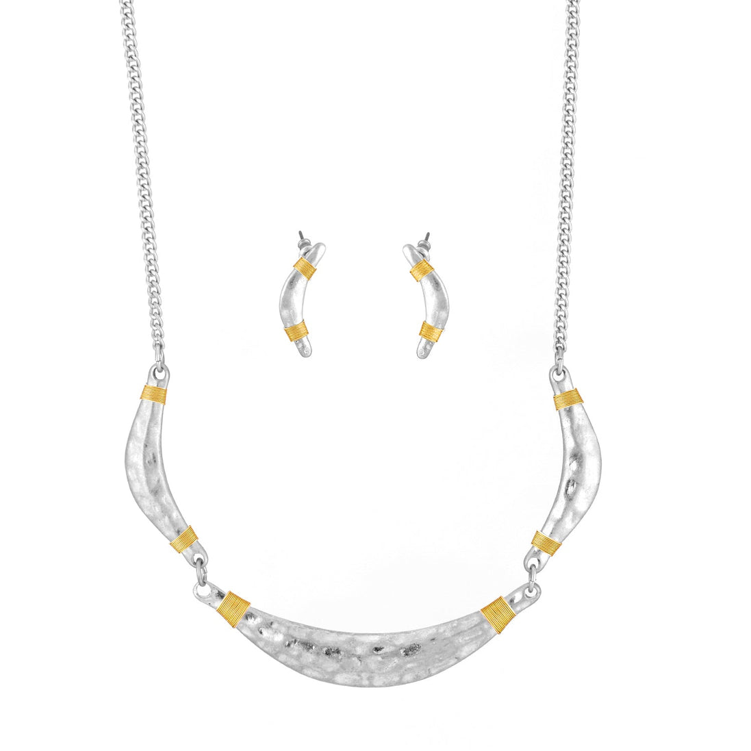 Silver-Tone Metal Earrings And Adjustable Lobster Claw Closure Necklace 