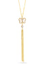 Gold-Tone Metal Crystal Mother Of Pearl Butterfly Pendant Adjustable Lobster Claw Closure Tassel Necklaces