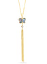 Gold-Tone Metal Crystal Abalone Butterfly Pendant Adjustable Lobster Claw Closure Tassel Necklaces