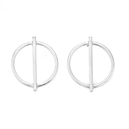 Silver-Tone Metal Circle Stud Earrings