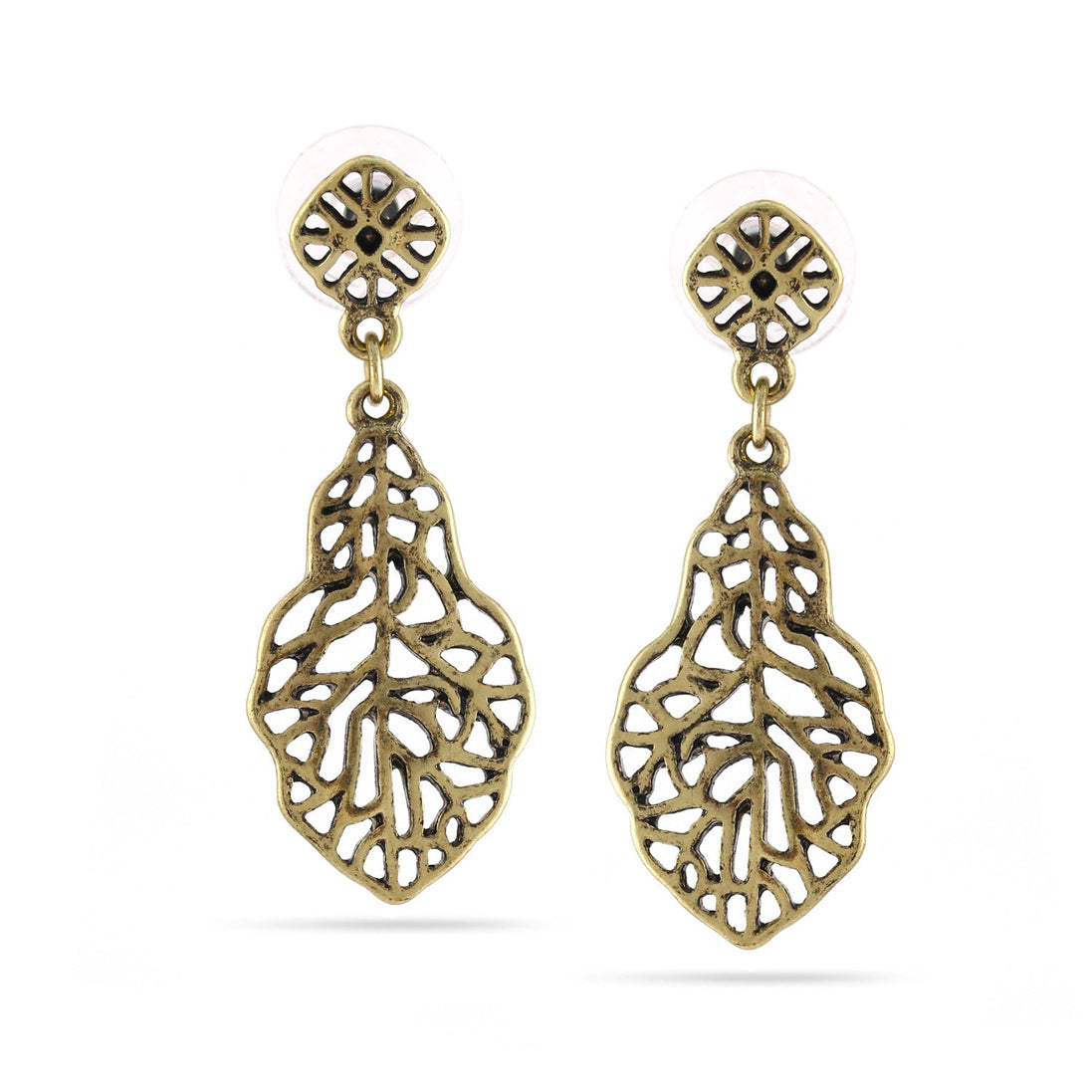 Gold-Tone Metal Filigree Drop Earrings