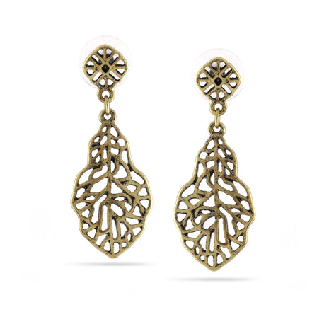 Gold-Tone Metal Filigree Drop Earrings
