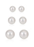 Silver-Tone Metal White Pearl Set Of 3 Stud Earrings