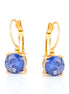 Gold-Tone Metal Blue Crystal Drop Earrings