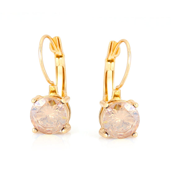 Gold-Tone Metal Champagne Crystal Drop Earrings