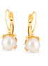 Gold-Tone Metal Cream Peal Drop Earrings