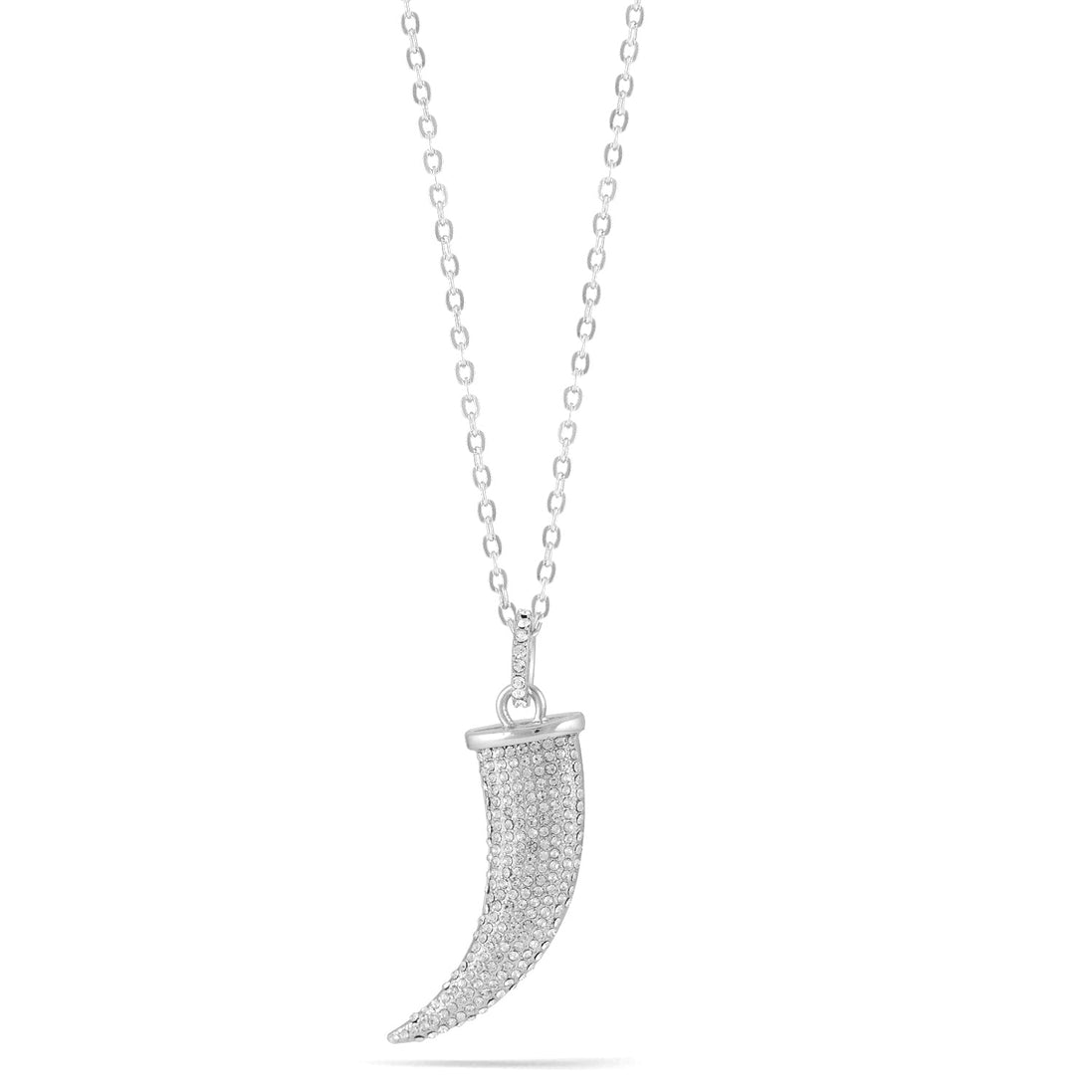 Rhodium-Tone Metal Crystal Horn  Adjustable Lobster Claw Closure Necklaces
