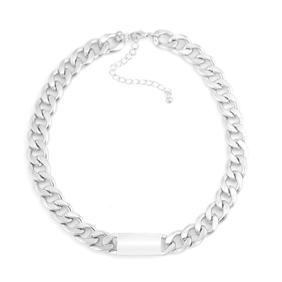 Silver-Tone Metal Chain Choker Necklaces