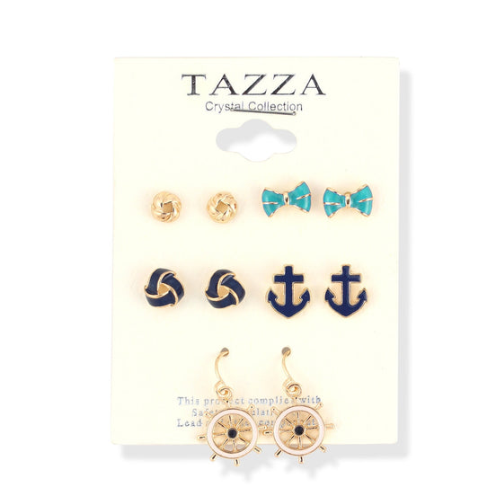 Gold-Tone Metal Set Of 5 Earrings