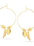 Gold-Tone Metal Leves Hoop Earrings