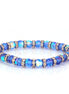 Rhodium-Tone Metal Blue Crystal Beads Stretch Bracelts