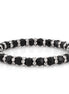 Rhodium-Tone Metal Black Crystal Beads Stretch Bracelts
