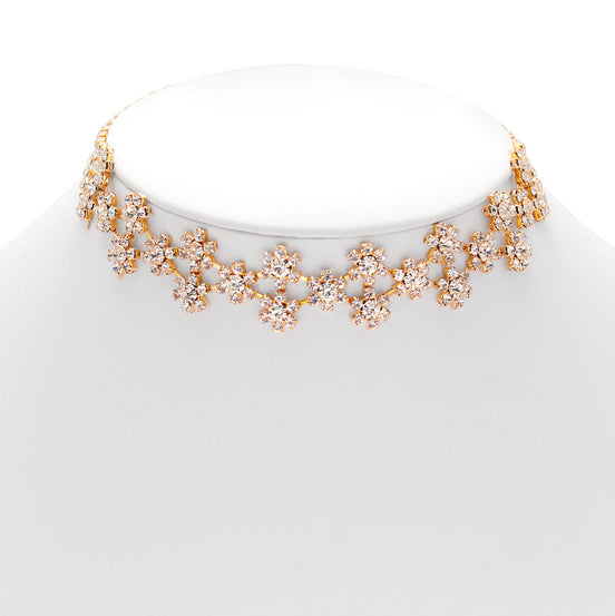 Gold-Tone Metal Crystal Adjustable Lobster Claw Closure Necklaces