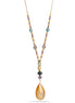 Gold-Tone Metal Multi Colored Beads Ajustable Lobster Claw Closure Necklace 