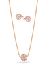 Rose Gold-Tone Metal Pave Crystal Earrings And  Adjustable Lobster Claw Closure Necklace Set