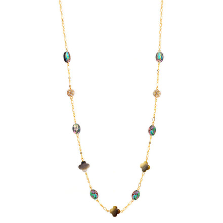 Gold-Tone Metal Crystal Fire Ball Mother Of Pearl Adjustable Lobster Claw Closure Necklaces 