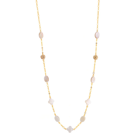 Gold-Tone Metal Crystal Fire Ball Abalone Shell Adjustable Lobster Claw Closure Necklaces 