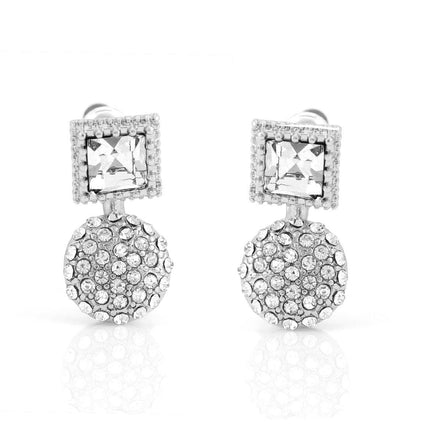 Rhodium-Tone  Metal Crystal Stud Earings
