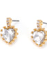 Gold-Tone Metal Crystal Heart Stud Earrings