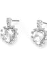 Rhodium-Tone Metal Crystal Heart Stud Earrings