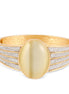 Gold-Tone Metal Cream Stone Hinged Crystal Bracelets
