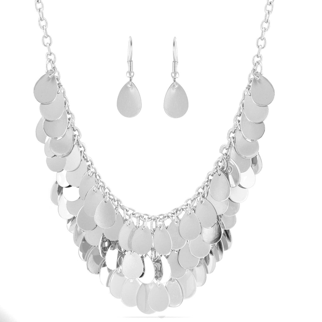 Silver-Tone Metal Teardrop Earrings Multi Charmes Adjustable Lobster Claw Closures  Neckaces