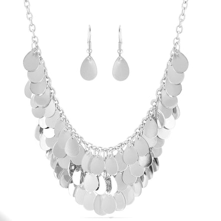 Silver-Tone Metal Teardrop Earrings Multi Charmes Adjustable Lobster Claw Closures  Neckaces