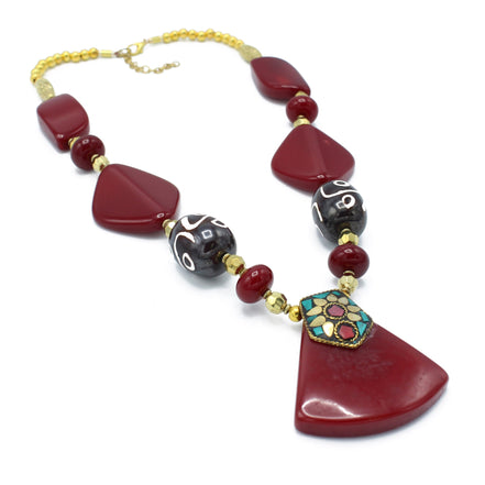 GOLD BURGUNDY NECKLACES #FWNK-1611-08 (LC11)