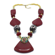 GOLD BURGUNDY NECKLACES #FWNK-1611-08 (LC11)