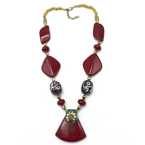 GOLD BURGUNDY NECKLACES #FWNK-1611-08 (LC11)