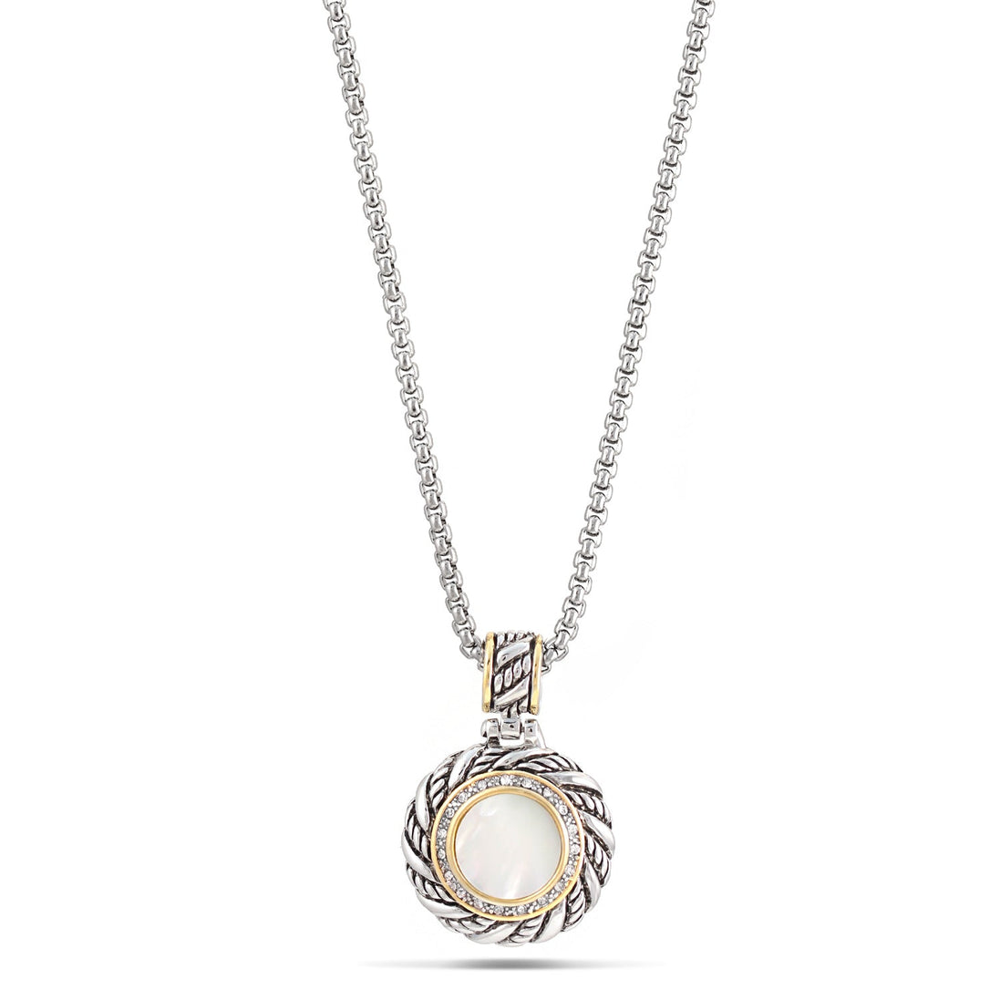 Silver-Tone Metal 1.5"Inches Mother Of Pearl Pendant Adjustable Lobster Claw Closure Necklaces