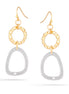 Silver And Gold-Tone Metal Hammered Drop Earrings