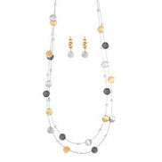 Brushed Metal Bubble Illusion Necklace And Earrings Set  #SCE15101